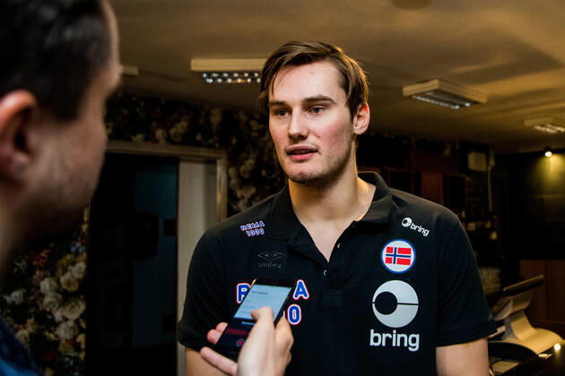 200116 Magnus Abelvik Rod was interviewed by the media during a press meeting with Norway during the EHF European Handball Championship on January 16, 2020 in Malmö Photo Ludvig Thunman BILDBYRAN code LT 35703 bbeng ehf euro 2020 em 2020 european mens handball championship 2020 handball handball handball em 2020 handball handball em 2020 norway norge press meeting press meeting,  Copyright: LUDVIGxTHUNMAN BB200116LT068