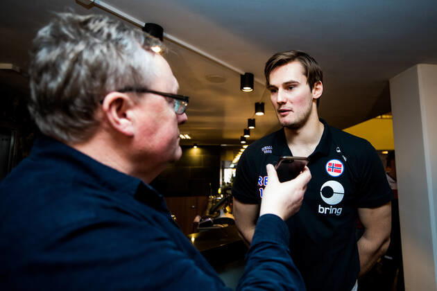 200116 Magnus Abelvik Rod was interviewed by the media during a press meeting with Norway during the EHF European Handball Championship on January 16, 2020 in Malmö Photo Ludvig Thunman BILDBYRAN code LT 35703 bbeng ehf euro 2020 em 2020 european mens handball championship 2020 handball handball handball em 2020 handball handball em 2020 norway norge press meeting press meeting,  Copyright: LUDVIGxTHUNMAN BB200116LT073