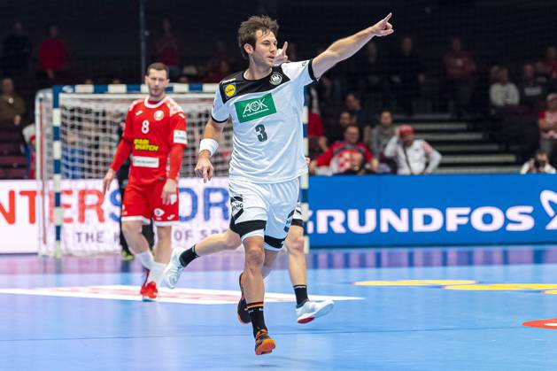 Handball, Men EM 2020, Main Round, Group 1, Belarus Germany Uwe Gensheimer Germany Rhein Neckar Loewen Joy Emotion Vienna Stadthalle Vienna Austria