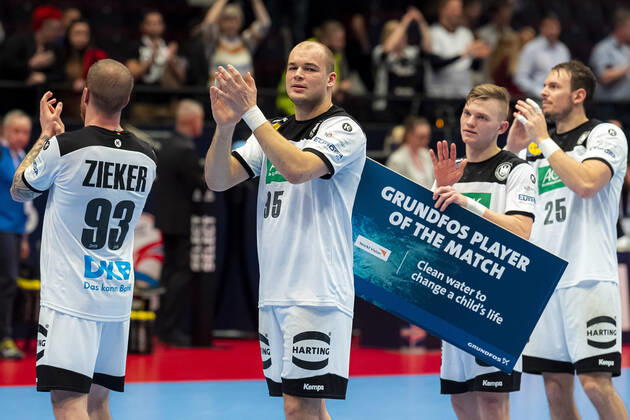 Handball, Men EM 2020, Main Round, Group 1, Belarus Germany Paul Drux Germany Foxes Berlin Final Jubilee Final Jubilee Emotion Joy Vienna Stadthalle Vienna Austria