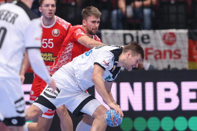 Men s EHF Euro 2020 - Belarus v Germany 16.01.2020., Wiener Stadthalle, Vienna, Ausrtia - Men s EHF Euro 2020, Main Round, group 1, 1st round, Belarus - Germany. Vadim Gayduchenko, David Schmidt LukaxStanzl PIXSELL