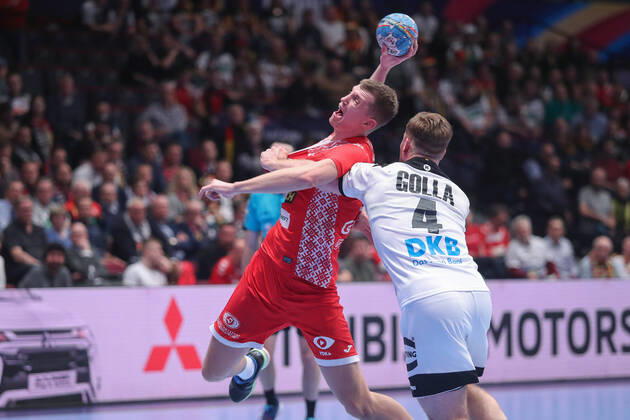Men s EHF Euro 2020 - Belarus v Germany 16.01.2020., Wiener Stadthalle, Vienna, Ausrtia - Men s EHF Euro 2020, Main Round, group 1, 1st round, Belarus - Germany. Uladzislau Kulesh, Johannsen Golla. LukaxStanzl PIXSELL