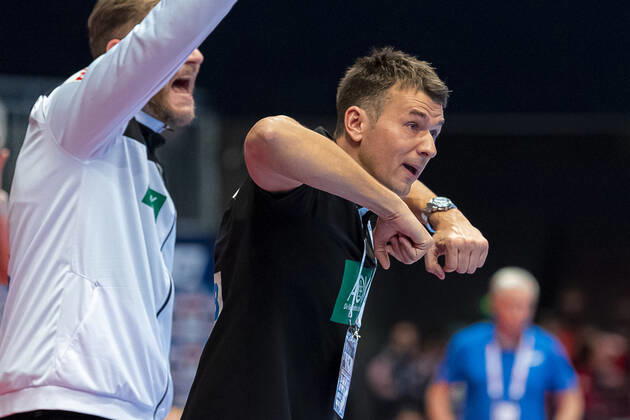 Handball, Men EM 2020, Main Round, Group 1, Belarus Germany Coach Christian Prokop Germany Gesture Gesture Gesticulation Vienna Stadthalle Vienna Austria