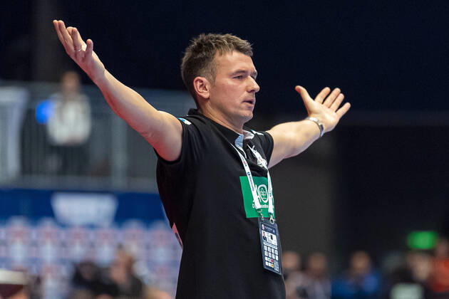 Handball, Men EM 2020, Main Round, Group 1, Belarus Germany Coach Christian Prokop Germany Gesture Gesture Gesticulation Vienna Stadthalle Vienna Austria