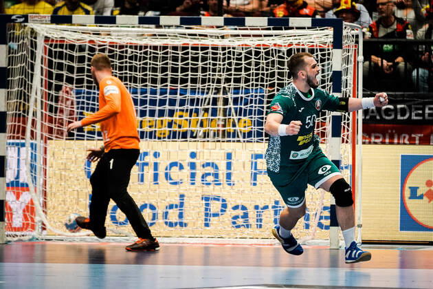 18 01 2020, Wiener Stadthalle, Vienna, AUT, EHF Euro 2020, Belarus vs Czech Republic, main round, group I, in the picture Artsem Karalek BLR celebrates his goal Artsem Karalek BLR celebrates his goal during the EHF 2020 European Handball Championship, main round group I match between Belarus and Czech Republic at the Wiener Stadthalle in Vienna, Austria on 2020 01 18 Vienna EP_sro