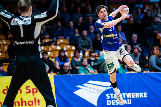Thies Bergemann 27 HSV Handball during the match HSV Handball and TBV Lemgo Lippe at the Peugeot Cup 2020 in the Anhalt Arena on 19 January 2020 in Dessau Rosslau, Saxony Anhalt, Germany