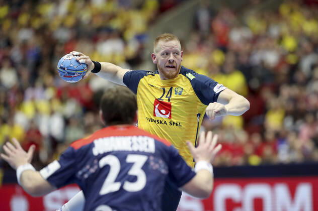 Sweden s Jim Gottfridsson in action during the Men s European Handball Championship main round Group 2 match between Slovenia and Hungary at Malmo Arena, Friday Jan 19, 2020 Photo Andreas Hillergren TT code 10600 Malmo Sweden HANDBALL x10600x,  Copyright: xAndreasxHillergren TTx EURO HANDBALL NORWAY-SWEDEN