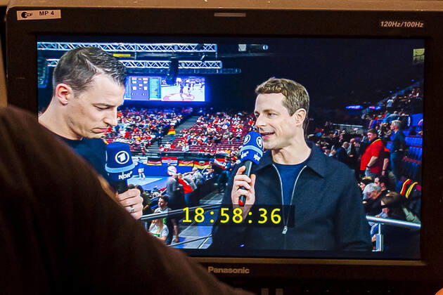 Handball, Men EM 2020, Main Round, Group 1, Belarus Spain from left ARD expert Dominik Klein, ARD presenter Alexander Bommes Vienna Stadthalle Vienna Austria