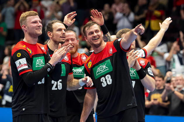 Handball, Men EM 2020, Main Round, Group 1, Austria Germany Philipp Weber Germany SC DHfK Leipzig , Kai Häfner Haefner Haefner Germany MT Melsungen , Fabian B hm Boehm Germany TSV Hannover Wien Stadthalle Wien Austria