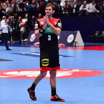 European Handball Championship Main Round, 20 01 2020, Austria Germany, Stadthalle, Vienna Uwe Gensheimer Germany, 3 Jubel Sieg Geschafft Gewernt, 20 01 2020, Vienna Austria, Handball, Tournament, European Championship 2020 xshx