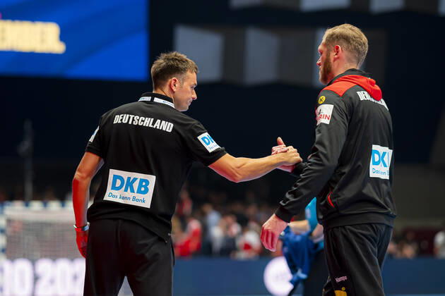 Handball, Men EM 2020, Main Round, Group 1, Austria Germany by coach Christian Prokop Germany, Johannes Bitter Germany TVB Stuttgart Vienna Stadthalle Vienna Austria