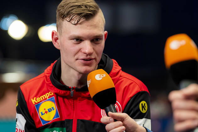 Handball, Men EM 2020, Main Round, Group 1, Austria Germany Timo Kastening Germany TSV Hannover on ZDF Interview Vienna Stadthalle Vienna Austria