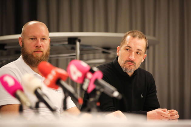 HANDBALL - EHF EURO 2020 VIENNA,AUSTRIA,23.JAN.20 - HANDBALL - EHF European Mens Handball Championship 2020, OEHB press conference, PK, Pressekonferenz Image shows head coach Ales Pajovic (AUT) and sporting director Patrick Foelser (OEHB). GEPAxpictures xMichaelxMeindl