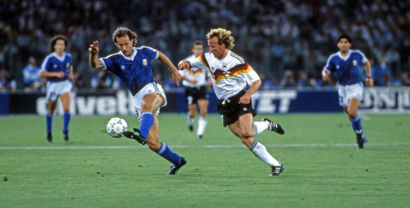 Germany Argentina Italy, Rome, 08 07 1990, Football, FIFA World Cup 1990 in Italy, Final, DFB Germany Argentina 1 0 v l Gabriel Calderon Argentina , Andreas Brehme Germany