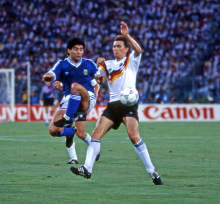 Germany Argentina Italy, Rome, 08 07 1990, Football, FIFA World Cup 1990 in Italy, Final, DFB Germany Argentina 1 0 v l Diego Maradona Germany , Klaus Augenthaler Argentina