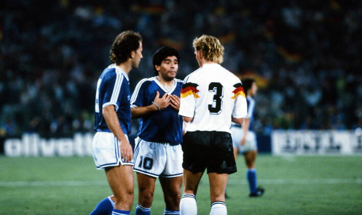 Germany Argentina Italy, Rome, 08 07 1990, Football, FIFA World Cup 1990 in Italy, Final, DFB Germany Argentina 1 0 v l Diego Maradona Argentina , Andreas Brehme Germany