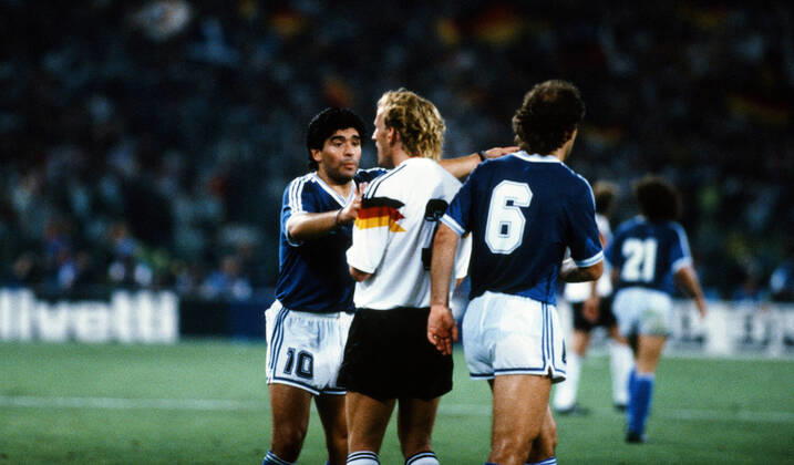 Germany Argentina Italy, Rome, 08 07 1990, Football, FIFA World Cup 1990 in Italy, Final, DFB Germany Argentina 1 0 v l Diego Maradona Argentina , Andreas Brehme Germany