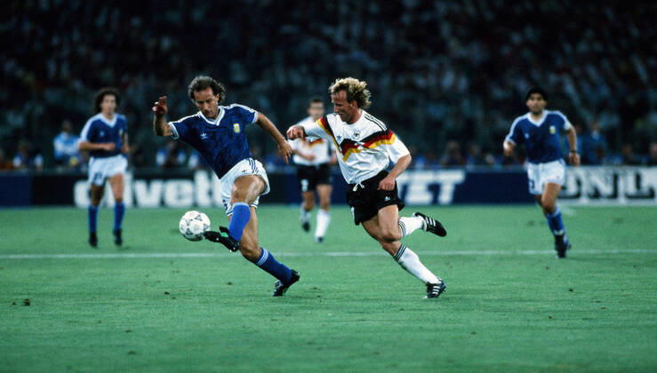 Germany Argentina Italy, Rome, 08 07 1990, Football, FIFA World Cup 1990 in Italy, Final, DFB Germany Argentina 1 0 v l Gabriel Calderon Argentina , Andreas Brehme Germany