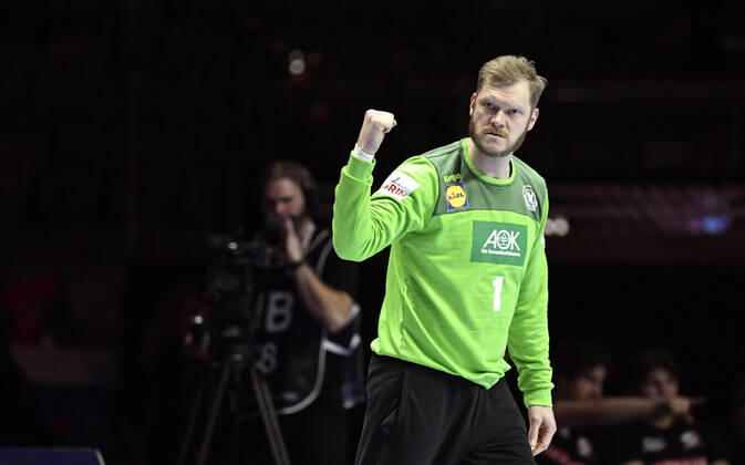 Germany s goalkeeper Johannes Bitter celebrates after making a save during the match for fifth sixth place between Germany and Portugal during the Men s European Handball Championship in Stockholm, Sweden, on Jan 25, 2020 Stockholm Sverige x10040x,  Copyright: xAndersxWiklund TTx EHF HANDBALL GERMANY-PORTUGAL