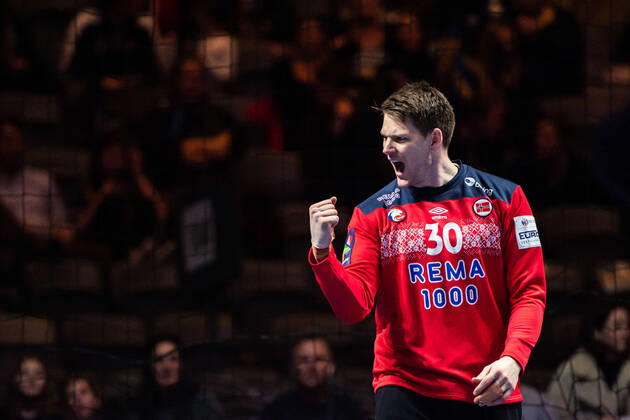 200125 Goalkeeper Torbjorn Bergerud of Norway celebrates during the EHF European Handball Championship bronze match between Norway and Slovenia on January 25, 2020 in Stockholm Photo Johanna Lundberg BILDBYRAN code JL 136107 bbeng ehf euro 2020 em 2020 european mens handball championship 2020 handball handball cheer handballs em 2020 handball handball em 2020 norway norway slovenia slovenia bronze match bronze match,  Copyright: JOHANNAxLUNDBERG BB200125ZW085