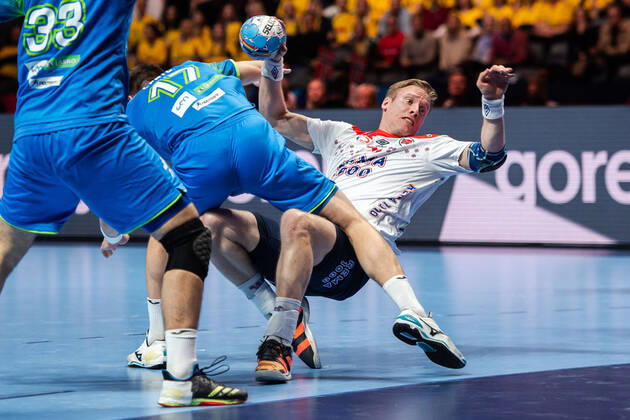 200125 Magnus Gullerud of Norway during the EHF European Handball Championship bronze match between Norway and Slovenia on January 25, 2020 in Stockholm Photo Johanna Lundberg BILDBYRAN kod JL 136107 bbeng ehf euro 2020 em 2020 european mens handball championship 2020 handball handball handballs in 2020 handball handball em 2020 norway norway slovenia bronze match bronze match,  Copyright: JOHANNAxLUNDBERG BB200125ZO090