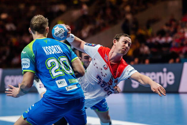 200125 Sander Sagosen of Norway during the EHF European Handball Championship bronze match between Norway and Slovenia on January 25, 2020 in Stockholm Photo Johanna Lundberg BILDBYRAN kod JL 136107 bbeng ehf euro 2020 em 2020 european mens handball championship 2020 handball handball handballs in 2020 handball handball em 2020 norway norway slovenia bronze match bronze match,  Copyright: JOHANNAxLUNDBERG BB200125ZM094