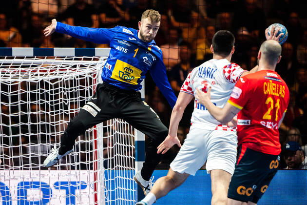 200126 Goalkeeper Gonzalo Perez de Vargas Moreno of Spain during the EHF European Handball Championship final between Spain and Croatia on January 26, 2020 in Stockholm,  Copyright: JOHANNAxLUNDBERG BB200126JL028