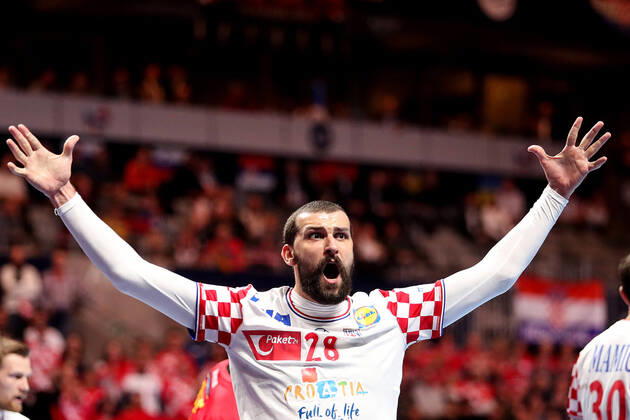 Spain v Croatia - Final - Men s EHF EURO 2020 Zeljko Musa of Croatia reacts during the Men s EHF EURO 2020 final match between Spain and Croatia at Tele2 Arena in Stockholm, Sweden on January 26, 2020. Photo by Luka Stanzl PIXSELL LukaxStanzl PIXSELL