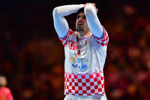 European Handball Championship Final, 26 01 2020, Spain Croatia, Tele2 Arena, Stockholm Luka Stepancic Croatia, 7 Emotions Disappointment, 26 01 2020, Stockholm Sweden, Handball, EM 2020, Final, Croatia Spain xshx