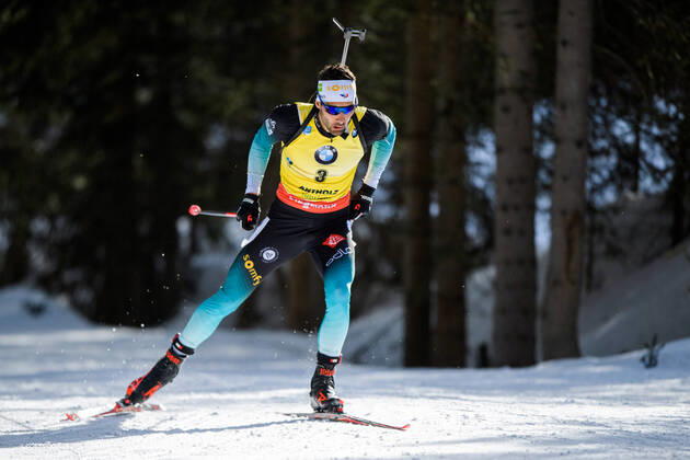 200216 Martin Fourcade of France competes in mens 12.5 km pursuit during the IBU Biathlon World Championships on February 16, 2020 in Antholz Photo Joel Marklund BILDBYRAN code JM 88114 bbeng biathlon biathlon World Cup biathlon World Cup IBU Biathlon World Championships 2020 Antselva hunt start pursuit,  Copyright: JOELxMARKLUND BB200216JM140