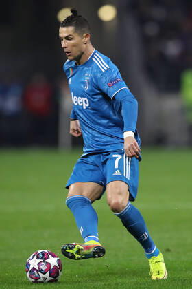 Juventus s Portuguese striker Cristiano Ronaldo during the UEFA Champions League match at the Groupama Stadium, Lyon. Picture date: 26th February 2020. Picture credit should read: Jonathan Moscrop Sportimage EDITORIAL USE ONLY. No use with unauthorised audio, video, data, fixture lists, club league logos or live services. Online in-match use limited to 120 images, no video emulation. No use in betting, games or single club league player publications. SPI-0491-0028
