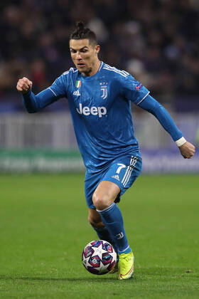 Juventus s Portuguese striker Cristiano Ronaldo during the UEFA Champions League match at the Groupama Stadium, Lyon. Picture date: 26th February 2020. Picture credit should read: Jonathan Moscrop Sportimage EDITORIAL USE ONLY. No use with unauthorised audio, video, data, fixture lists, club league logos or live services. Online in-match use limited to 120 images, no video emulation. No use in betting, games or single club league player publications. SPI-0491-0032
