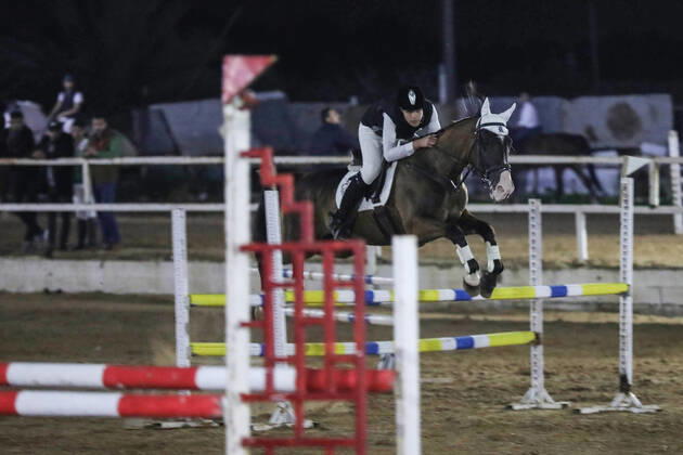 February 27, 2020, Gaza City, Gaza Strip, Palestinian Territory: A Palestinian horse rider on his horse jumps over a barrier during the first championship in jump barriers for the year 2020, on February 27, 2020 Middle East News - February 27, 2020 - ZUMAap3_ 97337262st Copyright: xMahmoudxAjjourx