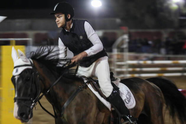 February 27, 2020, Gaza City, Gaza Strip, Palestinian Territory: Palestinian competitors ride their horses during the first championship in jump barriers for the year 2020, on February 27, 2020 Middle East News - February 27, 2020 - ZUMAap3_ 97337394st Copyright: xMahmoudxAjjourx
