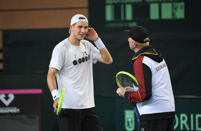 Davis Cup Qualifiers 2020 Germany Belarus German Team Jan Lennard Struff , Germany and Boris Becker ,