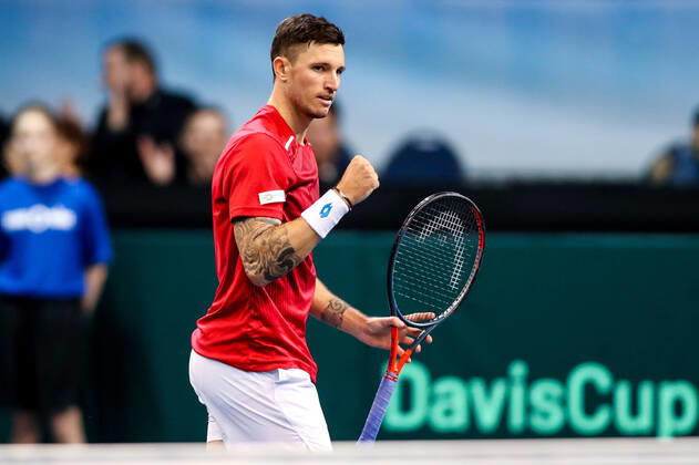 TENNIS - Davis Cup, AUT vs URU PREMSTAETTEN,AUSTRIA,06.MAR.20 - TENNIS - ITF Davis Cup, Austria vs Uruguay. Image shows Dennis Novak (AUT). GEPAxpictures xMaticxKlansek