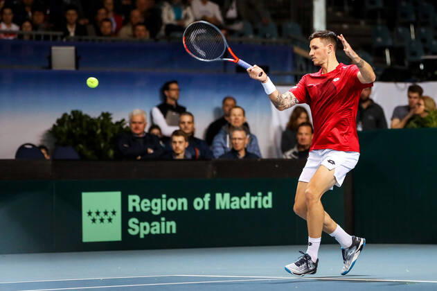 TENNIS - Davis Cup, AUT vs URU PREMSTAETTEN,AUSTRIA,06.MAR.20 - TENNIS - ITF Davis Cup, Austria vs Uruguay. Image shows Dennis Novak (AUT). GEPAxpictures xMaticxKlansek