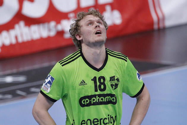 08 03 2020, TUI Arena, Hanover, League match, 1 Bundesliga, TSV Hanover Burgdorf vs Frisch Auf Goeppingen, in the picture Alfred Joensson 18, Han Burgdorf is disappointed after the defeat TSV Hanover Burgdorf vs Frisch Auf Goeppingen