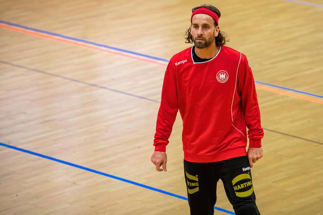 Silvio Heinevetter at the training DHB course in preparation for the international match against the Netherlands in the Ballhaus Arena Aschaffenburg Copyright xVIADATAx xHolgerxJohnx Aschersleben Sachsen Anhalt Germany