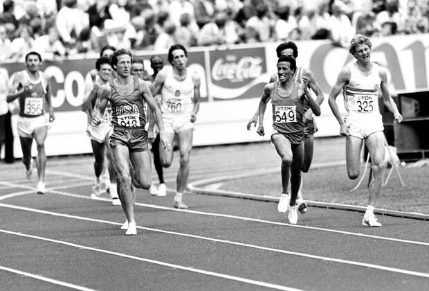 830814 Athletics, World Athletics Championships Steve Cram of Great Britain winning 1500 m at The World Athletics Championships on August 14, 1983 in Helsinki, Finland BILDBYRAN,  Copyright: BILDBYRAN 830814095