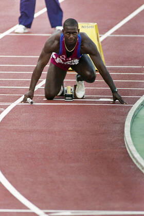 910825 Athletics, World Athletics Championships Ben Johnson of Canada during 4x100 m relay at The World Athletics Championships on August 25, 1991 in Tokyo, Japan BILDBYRAN,  Copyright: BILDBYRAN 910825039