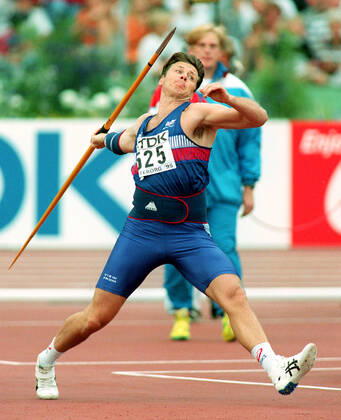 950813 Athletics, World Athletics Championships Silver medalist in javelin Steve Backley of Great Britain at The World Athletics Championships on August 13, 1995 in Goteborg, Sweden BILDBYRAN,  Copyright: BILDBYRAN 950813005
