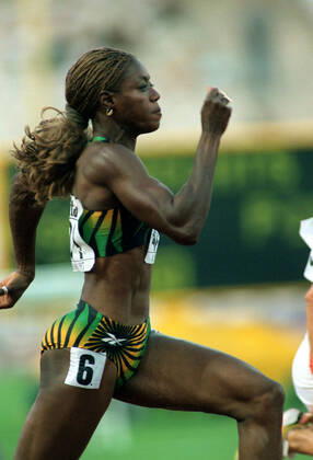 970802 Athletics, World Athletics Championships Merlene Ottey of Jamaica during womens 100 m at The World Athletics Championships on August 2, 1997 in Athens, Greece BILDBYRAN,  Copyright: BILDBYRAN 970802052
