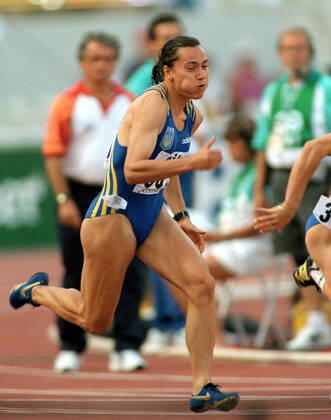 970802 Athletics, World Athletics Championships Gold medalist Zhanna Pintussevich Block of Ukraine during womens 200 m at The World Athletics Championships on August 2, 1997 in Athens, Greece BILDBYRAN,  Copyright: BILDBYRAN 970802070