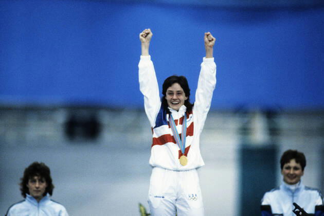 Speedskating Bonnie Blair USA gold medal winner in the 500m at the 1988 Olympic Winter games, Winterspiele,Spiele, Summer games Copyright: xStevenxExSutton DUOMO PCNx SS0102 002312
