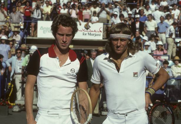 Tennis John McEnroe (USA) winner and Bjorn Borg before their finals match at the 1981 US Open Tennis Championships New York Flushing Meadows NY USA Copyright: xStevenxE.xSutton DUOMO PCNx TN0302 406328