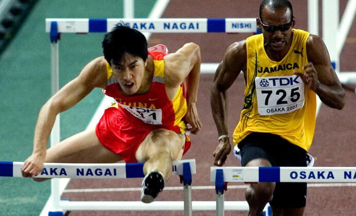 070831 Athletics, World Athletics Championships Gold medalist Xiang Liu of China during 110 m hurdles at The World Athletics Championships on August 31, 2007 in Osaka, Japan BILDBYRAN,  Copyright: EMILxMALMBORG BB070831EM059