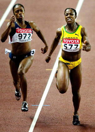 070828 Athletics, World Athletics Championships Gold medalist Veronica Campbell of Jamaica wins womens 100 m at The World Athletics Championships on August 28, 2007 in Osaka, Japan BILDBYRAN,  Copyright: EMILxMALMBORG BB070827EM020