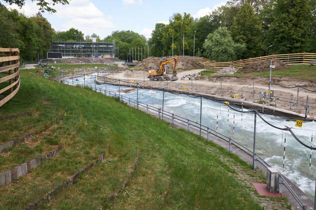 Construction site Eiskanal the area will be closed to passers-by for almost two years due to the reconstruction of the track for the canoe slalom WM 2022