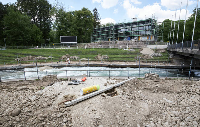 Construction site Eiskanal the area will be closed to passers-by for almost two years due to the reconstruction of the track for the canoe slalom WM 2022